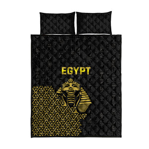 World Football 2026 Egypt Quilt Bed Set Pharaohs Hieroglyphs Pride Black Version