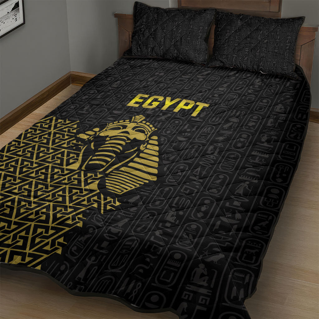 World Football 2026 Egypt Quilt Bed Set Pharaohs Hieroglyphs Pride Black Version
