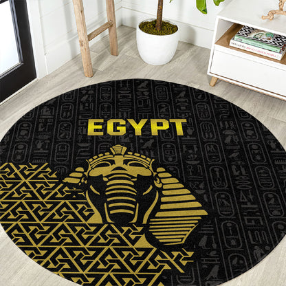 World Football 2026 Egypt Round Carpet Pharaohs Hieroglyphs Pride Black Version