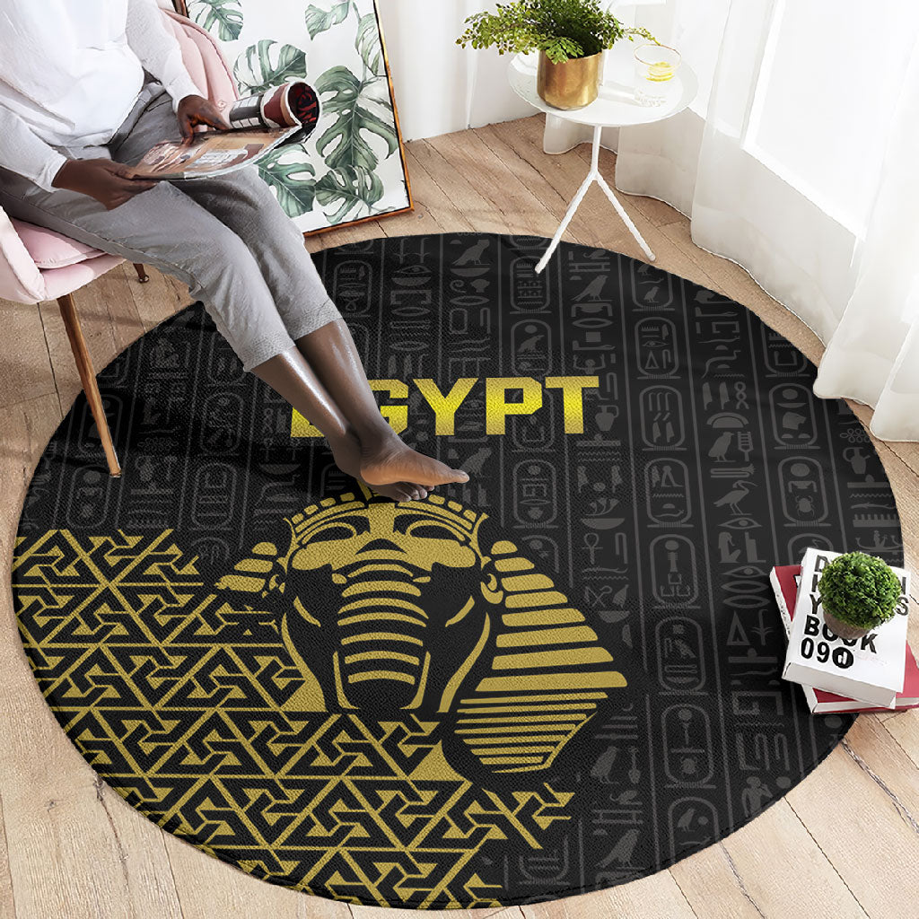 World Football 2026 Egypt Round Carpet Pharaohs Hieroglyphs Pride Black Version