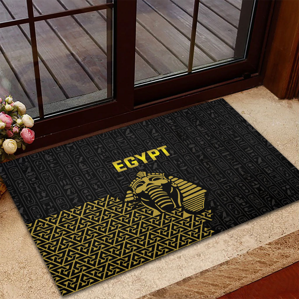 World Football 2026 Egypt Rubber Doormat Pharaohs Hieroglyphs Pride Black Version