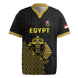Custom World Football 2026 Egypt Rugby Jersey Pharaohs Hieroglyphs Pride Black Version
