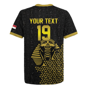 Custom World Football 2026 Egypt Rugby Jersey Pharaohs Hieroglyphs Pride Black Version