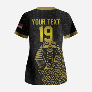 Custom World Football 2026 Egypt Scrub Top Pharaohs Hieroglyphs Pride Black Version