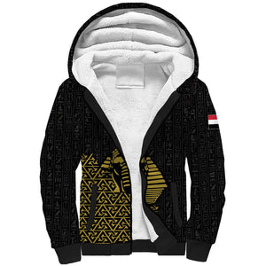 Custom World Football 2026 Egypt Sherpa Hoodie Pharaohs Hieroglyphs Pride Black Version