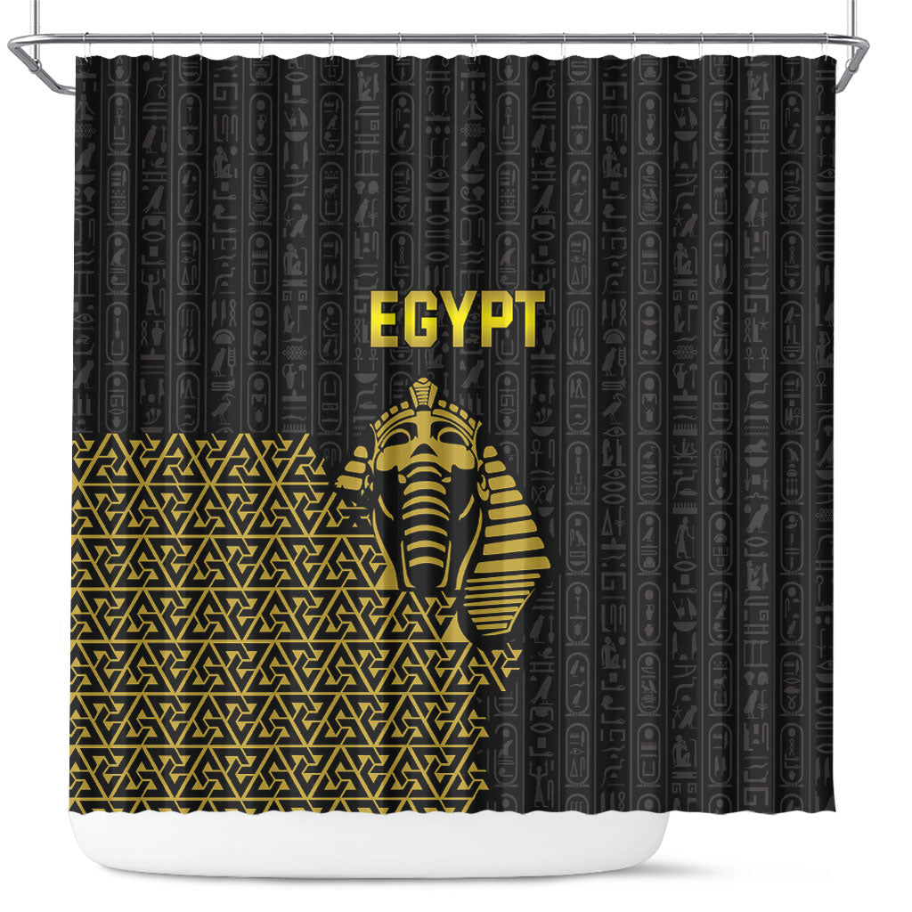 World Football 2026 Egypt Shower Curtain Pharaohs Hieroglyphs Pride Black Version