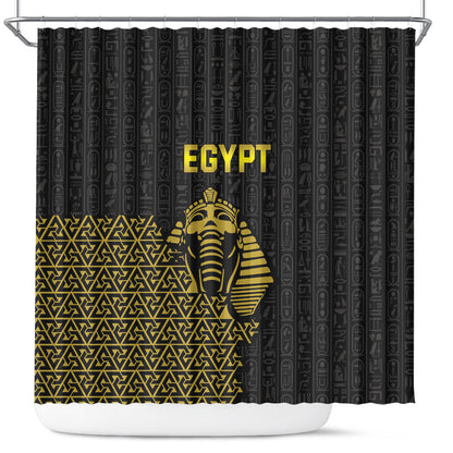 World Football 2026 Egypt Shower Curtain Pharaohs Hieroglyphs Pride Black Version