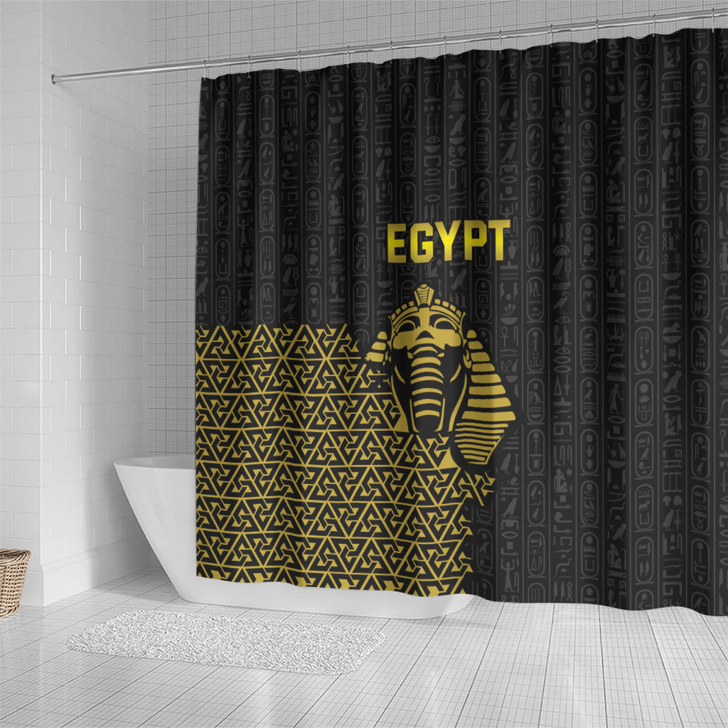 World Football 2026 Egypt Shower Curtain Pharaohs Hieroglyphs Pride Black Version