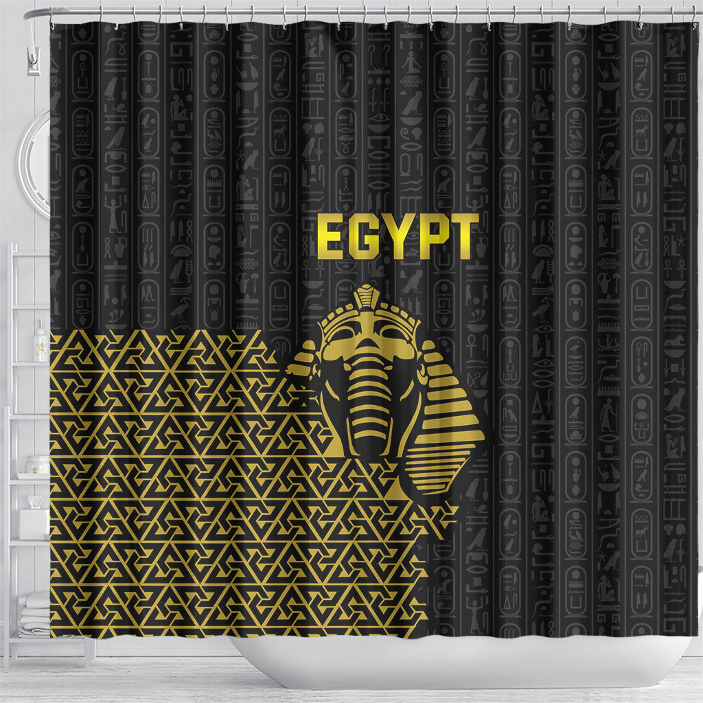 World Football 2026 Egypt Shower Curtain Pharaohs Hieroglyphs Pride Black Version