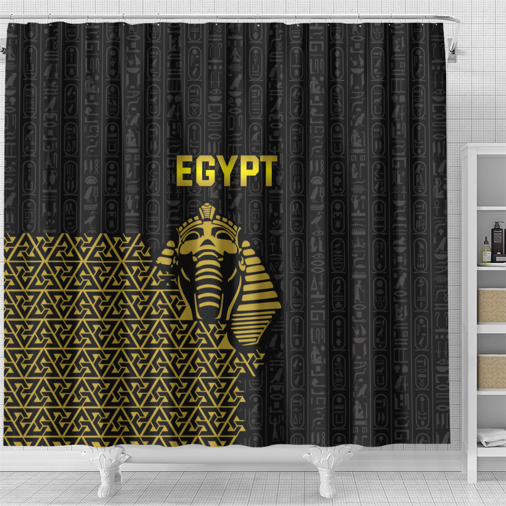 World Football 2026 Egypt Shower Curtain Pharaohs Hieroglyphs Pride Black Version