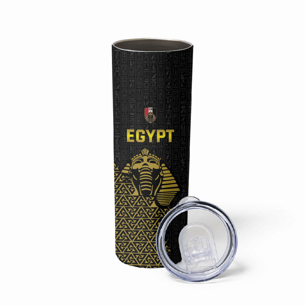 Custom World Football 2026 Egypt Skinny Tumbler Pharaohs Hieroglyphs Pride Black Version
