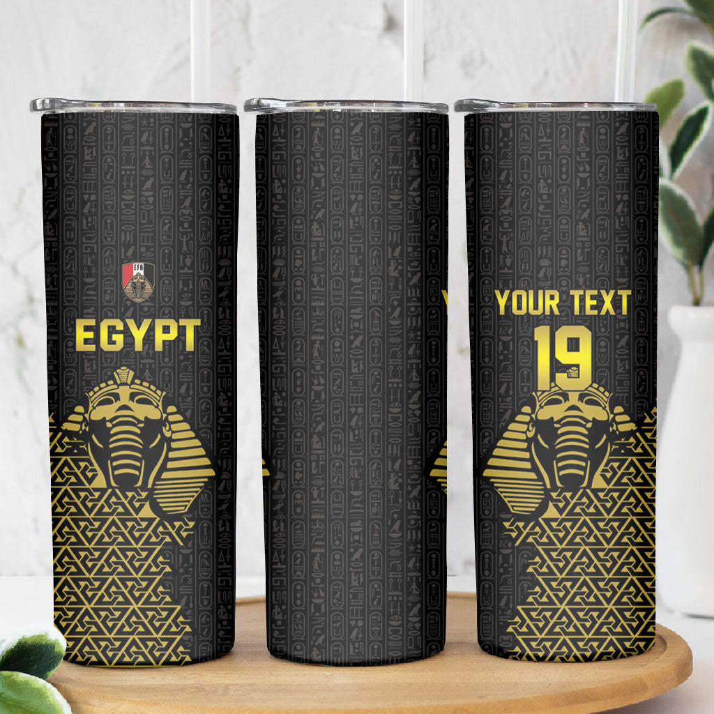 Custom World Football 2026 Egypt Skinny Tumbler Pharaohs Hieroglyphs Pride Black Version