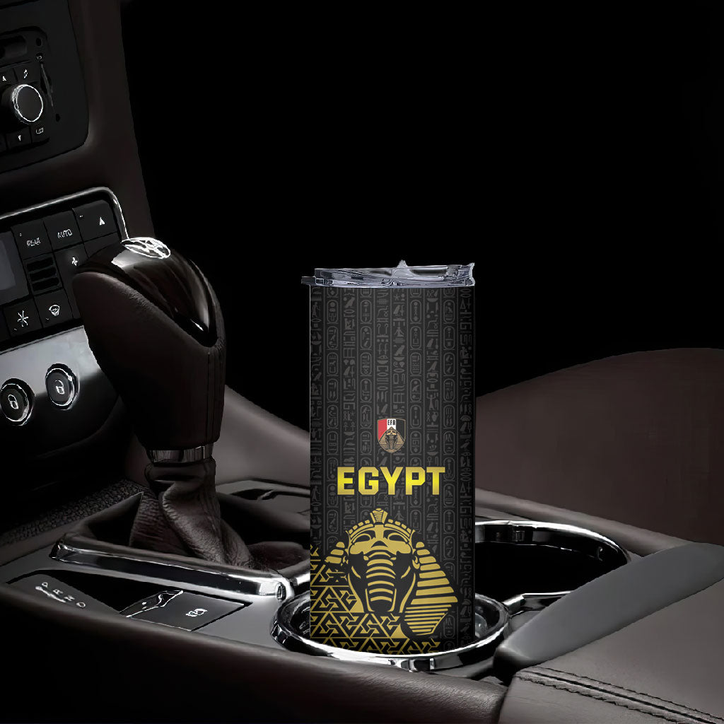 Custom World Football 2026 Egypt Skinny Tumbler Pharaohs Hieroglyphs Pride Black Version