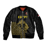Custom World Football 2026 Egypt Sleeve Zip Bomber Jacket Pharaohs Hieroglyphs Pride Black Version