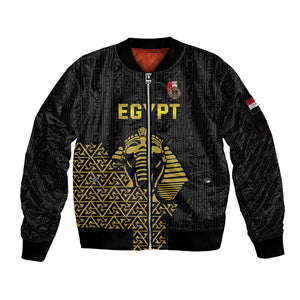Custom World Football 2026 Egypt Sleeve Zip Bomber Jacket Pharaohs Hieroglyphs Pride Black Version