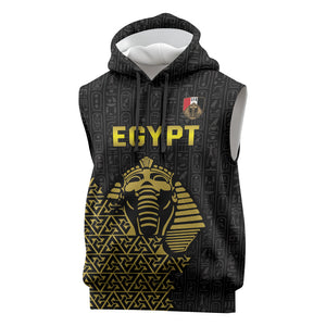 Custom World Football 2026 Egypt Sleeveless Hoodie Pharaohs Hieroglyphs Pride Black Version