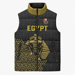 Custom World Football 2026 Egypt Sleeveless Puffer Jacket Pharaohs Hieroglyphs Pride Black Version