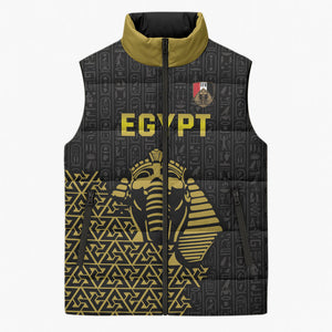Custom World Football 2026 Egypt Sleeveless Puffer Jacket Pharaohs Hieroglyphs Pride Black Version