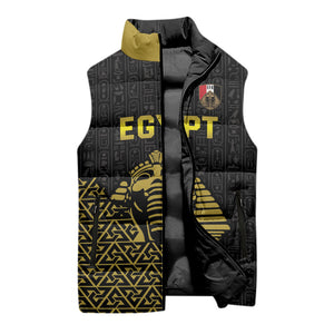 Custom World Football 2026 Egypt Sleeveless Puffer Jacket Pharaohs Hieroglyphs Pride Black Version