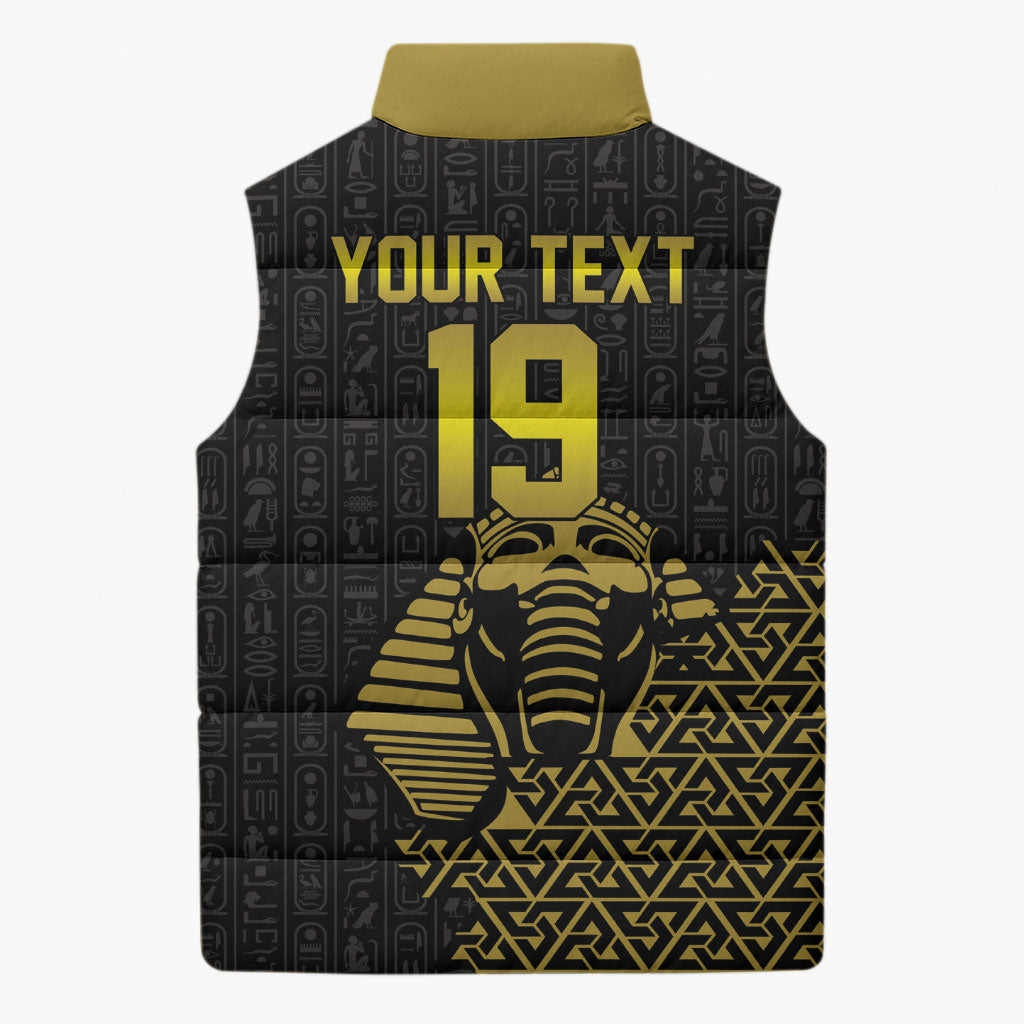Custom World Football 2026 Egypt Sleeveless Puffer Jacket Pharaohs Hieroglyphs Pride Black Version