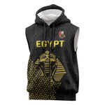 Custom World Football 2026 Egypt Sleeveless Zip Hoodie Pharaohs Hieroglyphs Pride Black Version