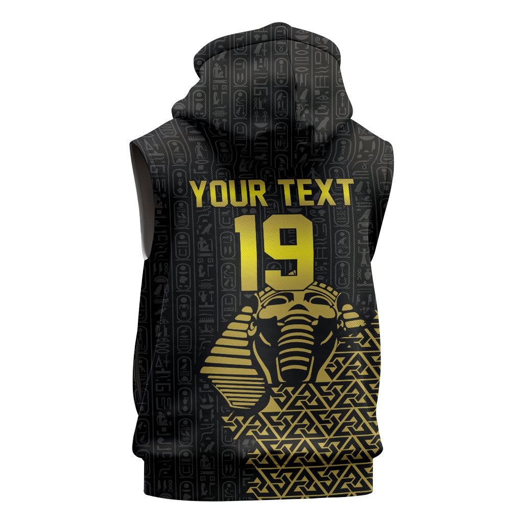 Custom World Football 2026 Egypt Sleeveless Zip Hoodie Pharaohs Hieroglyphs Pride Black Version