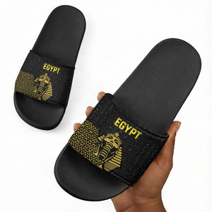 World Football 2026 Egypt Slide Sandals Pharaohs Hieroglyphs Pride Black Version