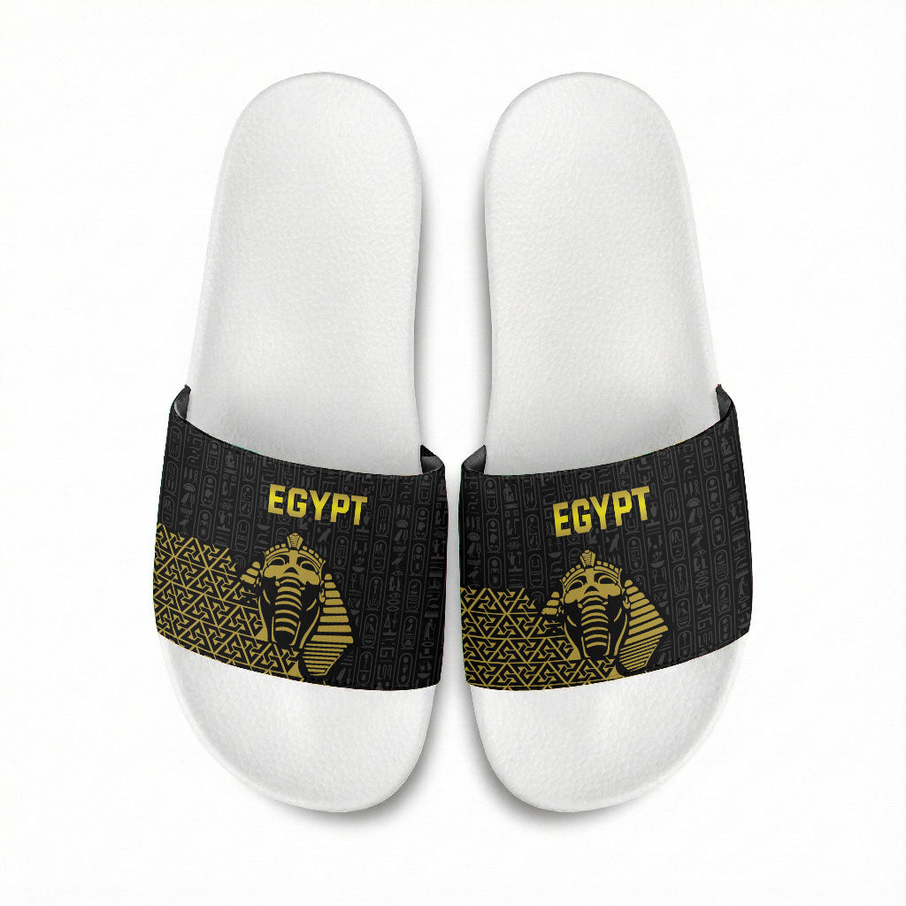 World Football 2026 Egypt Slide Sandals Pharaohs Hieroglyphs Pride Black Version