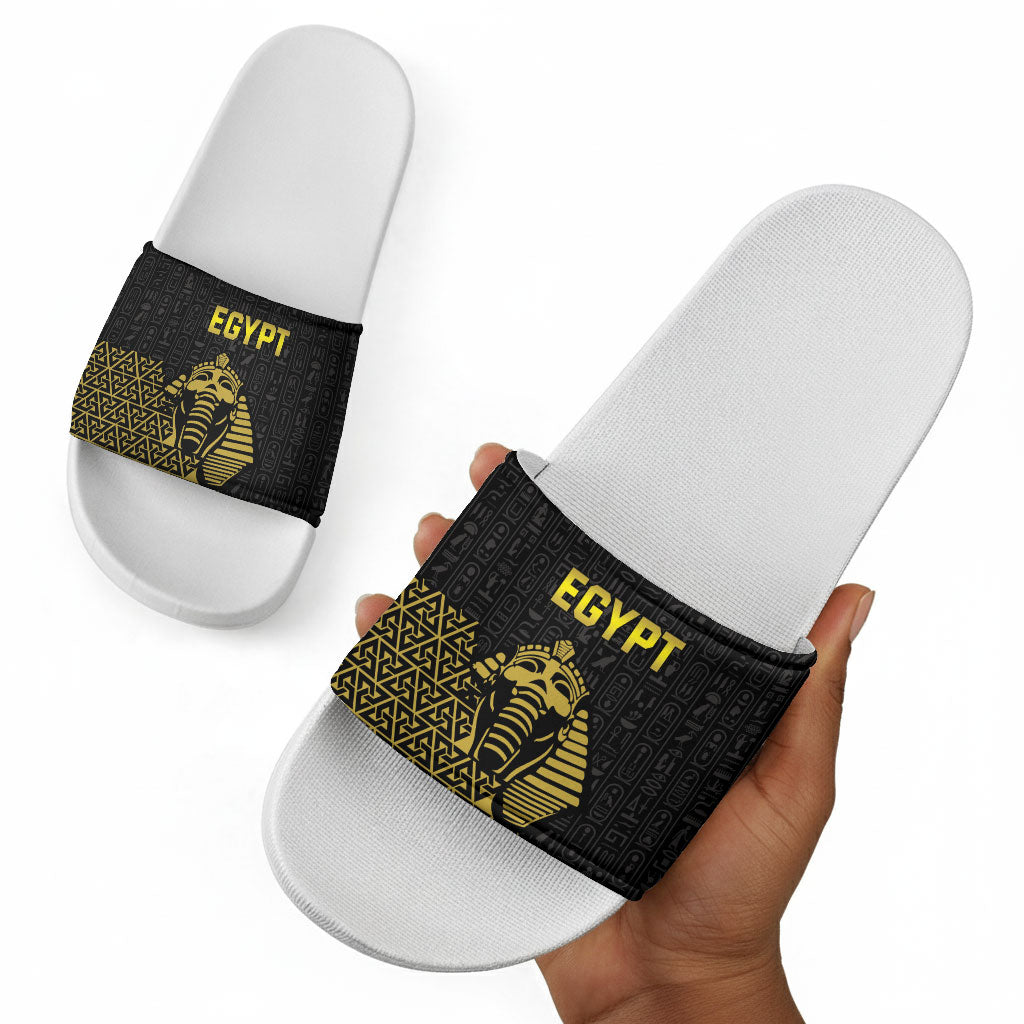 World Football 2026 Egypt Slide Sandals Pharaohs Hieroglyphs Pride Black Version