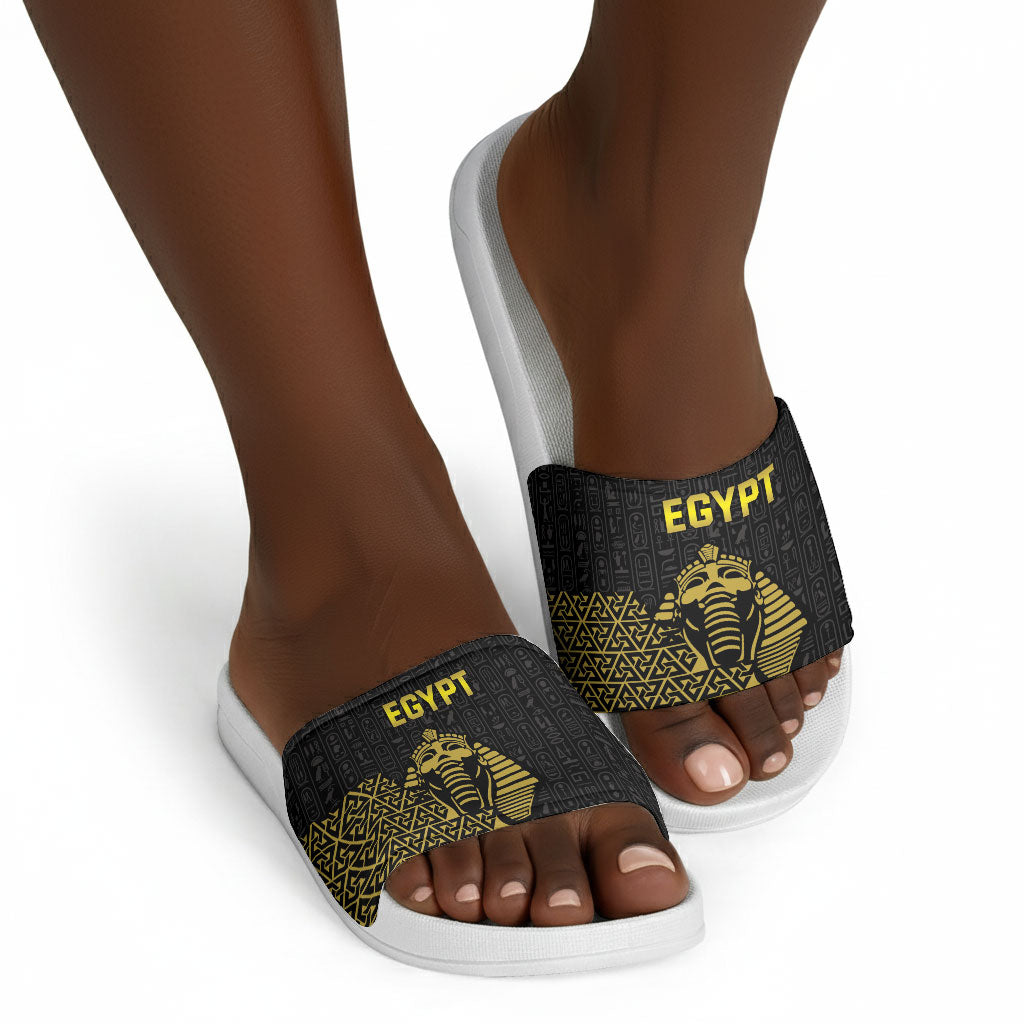 World Football 2026 Egypt Slide Sandals Pharaohs Hieroglyphs Pride Black Version