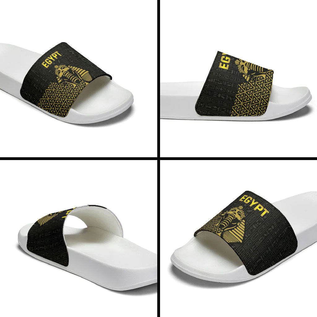 World Football 2026 Egypt Slide Sandals Pharaohs Hieroglyphs Pride Black Version
