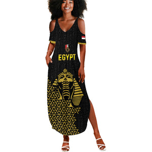 Custom World Football 2026 Egypt Summer Maxi Dress Pharaohs Hieroglyphs Pride Black Version