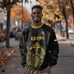 Custom World Football 2026 Egypt Sweatshirt Pharaohs Hieroglyphs Pride Black Version