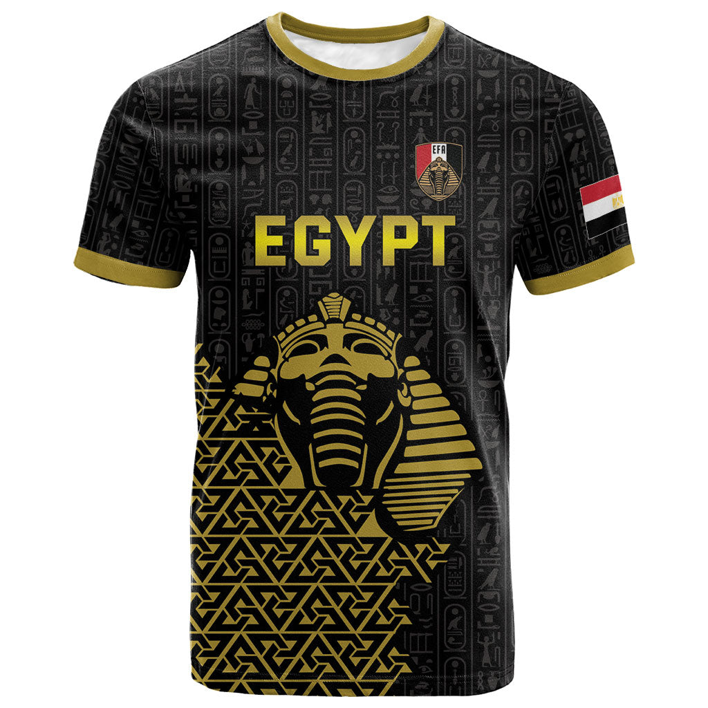 Custom World Football 2026 Egypt T shirt Pharaohs Hieroglyphs Pride Black Version