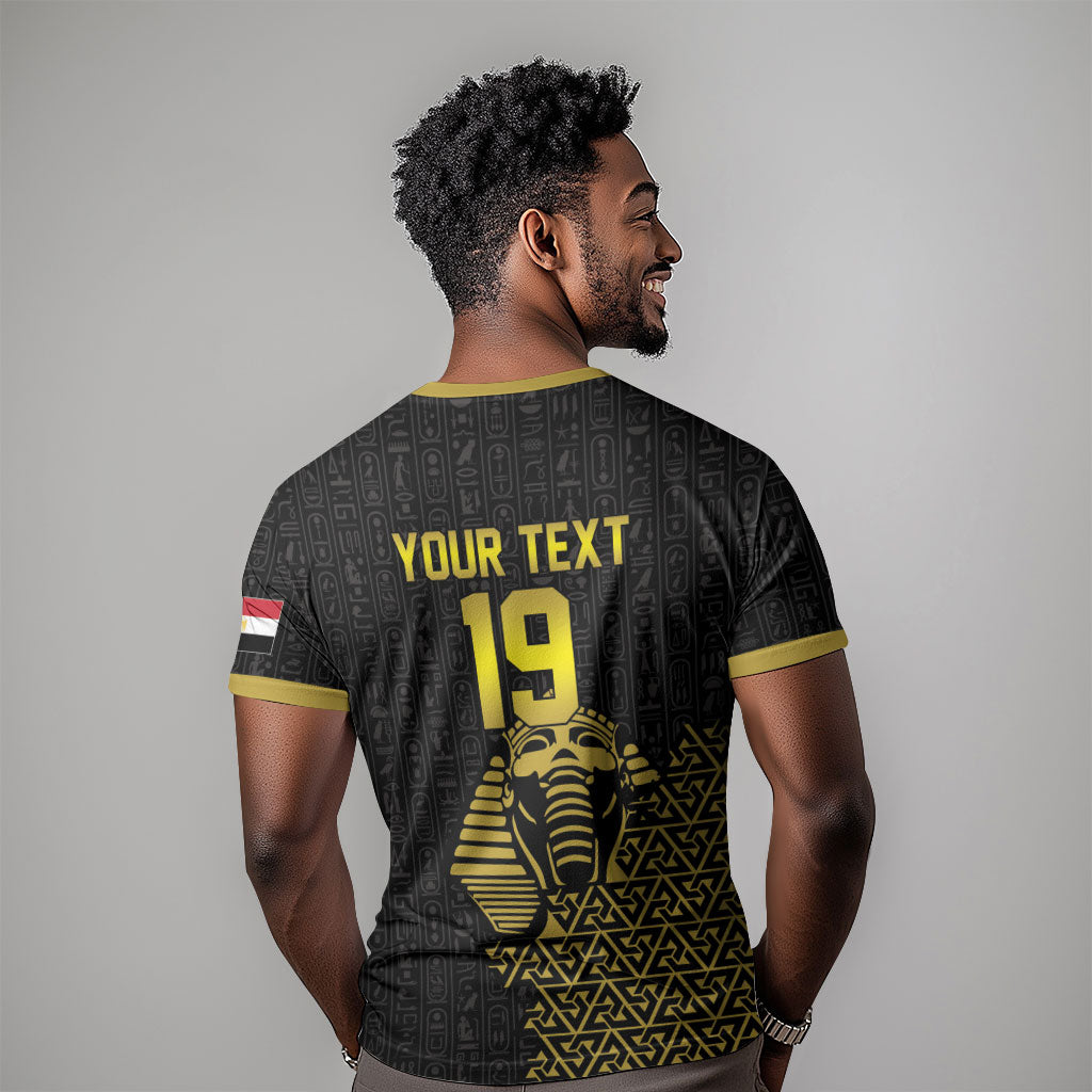 Custom World Football 2026 Egypt T shirt Pharaohs Hieroglyphs Pride Black Version