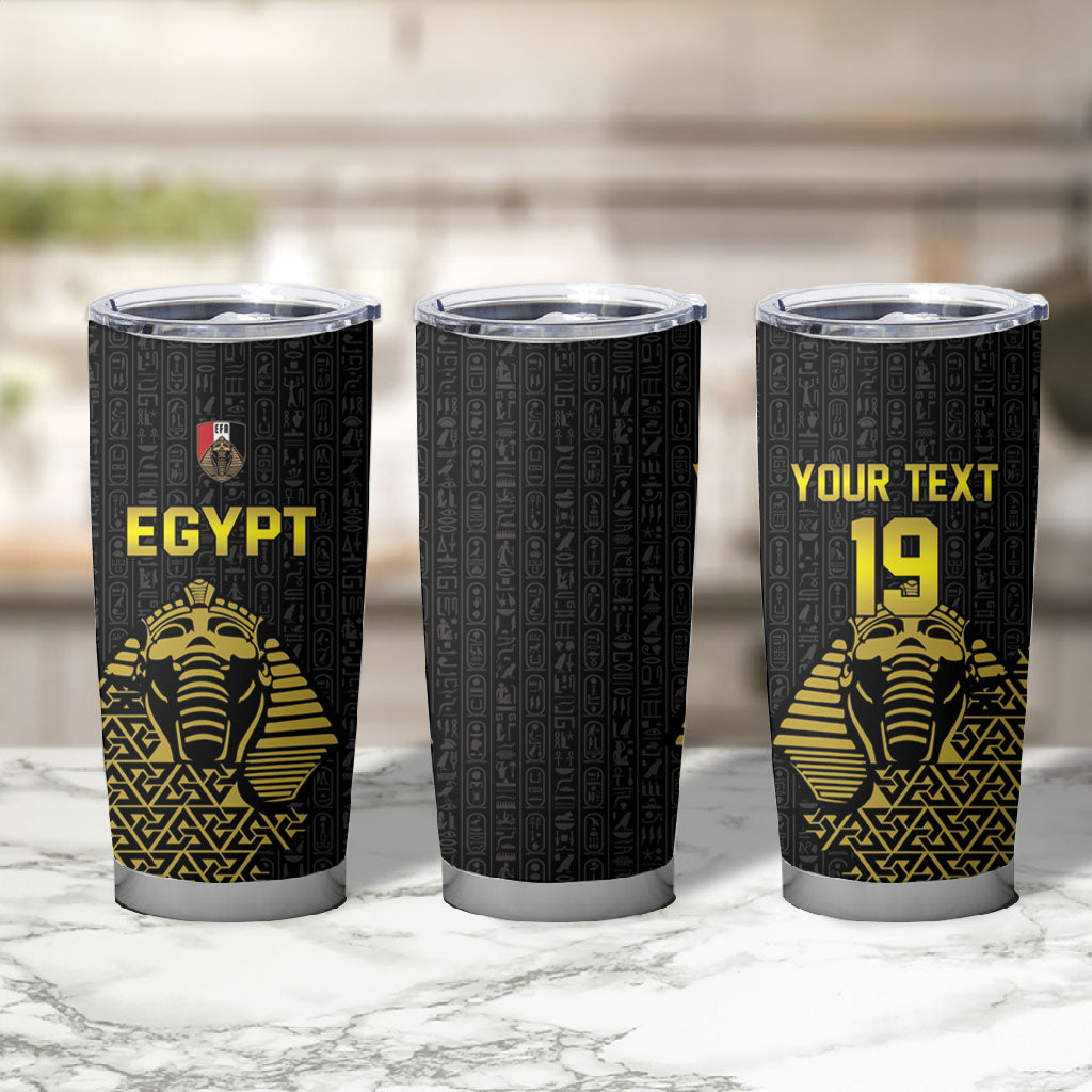 Custom World Football 2026 Egypt Tumbler Cup Pharaohs Hieroglyphs Pride Black Version