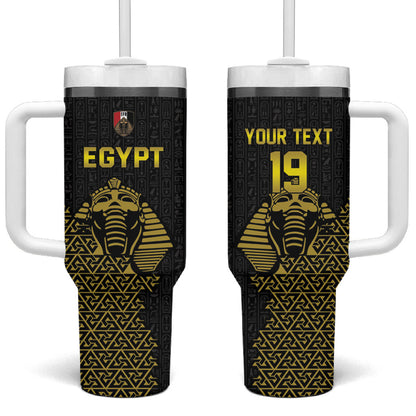 Custom World Football 2026 Egypt Tumbler With Handle Pharaohs Hieroglyphs Pride Black Version