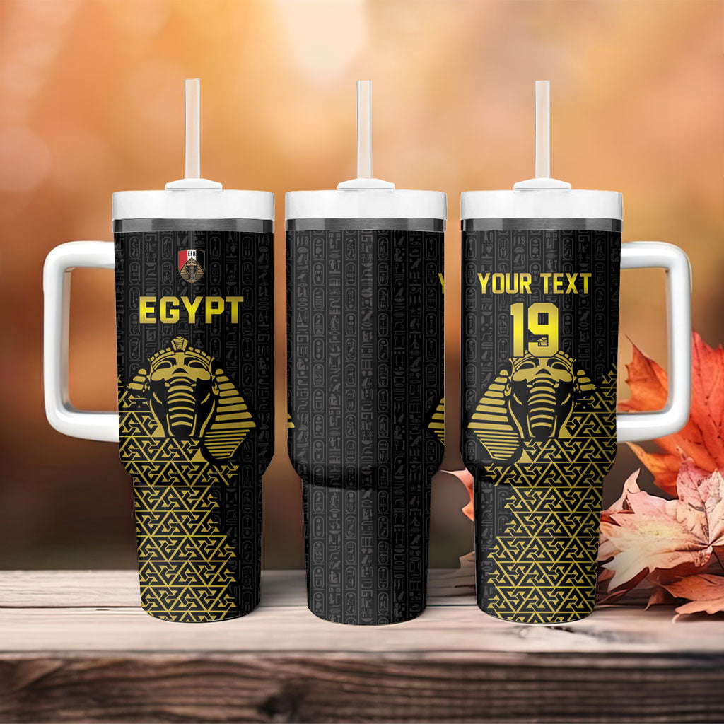 Custom World Football 2026 Egypt Tumbler With Handle Pharaohs Hieroglyphs Pride Black Version