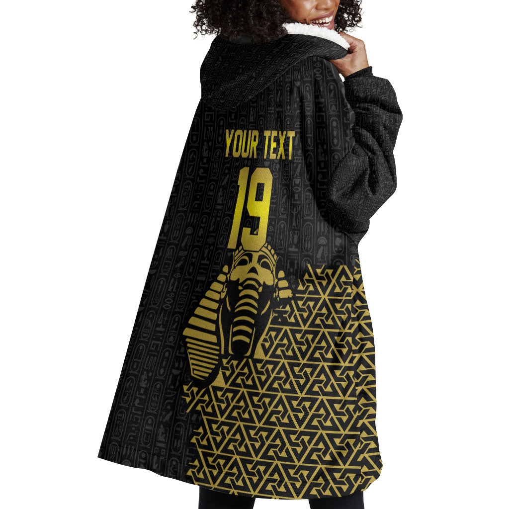 Custom World Football 2026 Egypt Wearable Blanket Hoodie Pharaohs Hieroglyphs Pride Black Version
