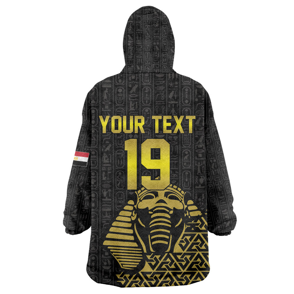 Custom World Football 2026 Egypt Wearable Blanket Hoodie Pharaohs Hieroglyphs Pride Black Version