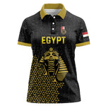 Custom World Football 2026 Egypt Women Polo Shirt Pharaohs Hieroglyphs Pride Black Version