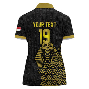 Custom World Football 2026 Egypt Women Polo Shirt Pharaohs Hieroglyphs Pride Black Version