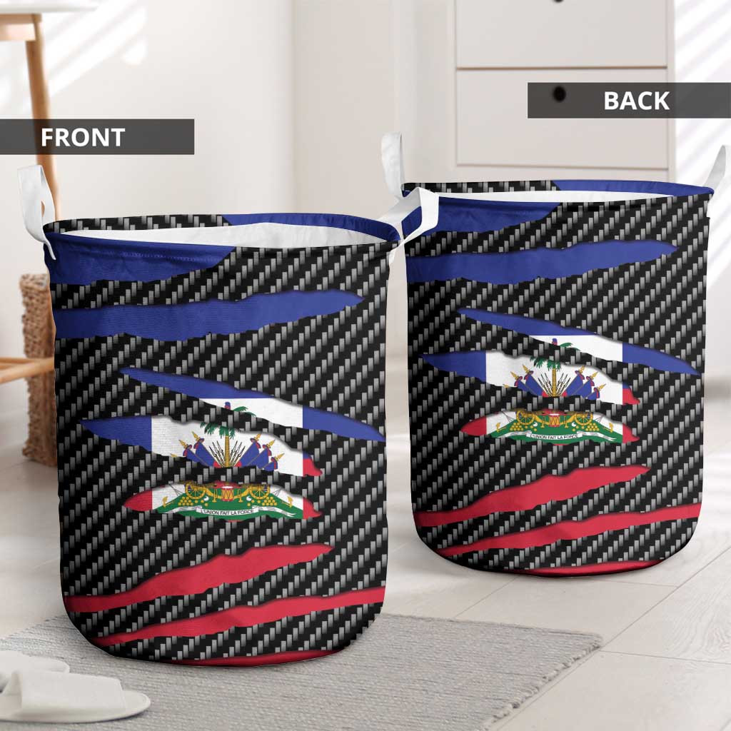 Black Haitians Beast Laundry Basket Ripped Flag Graphic - African Pride