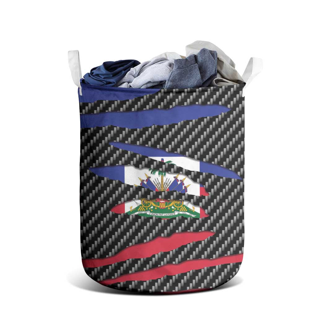 Black Haitians Beast Laundry Basket Ripped Flag Graphic - African Pride