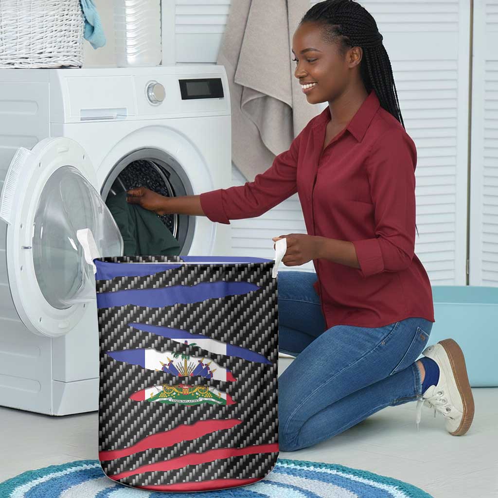 Black Haitians Beast Laundry Basket Ripped Flag Graphic - African Pride