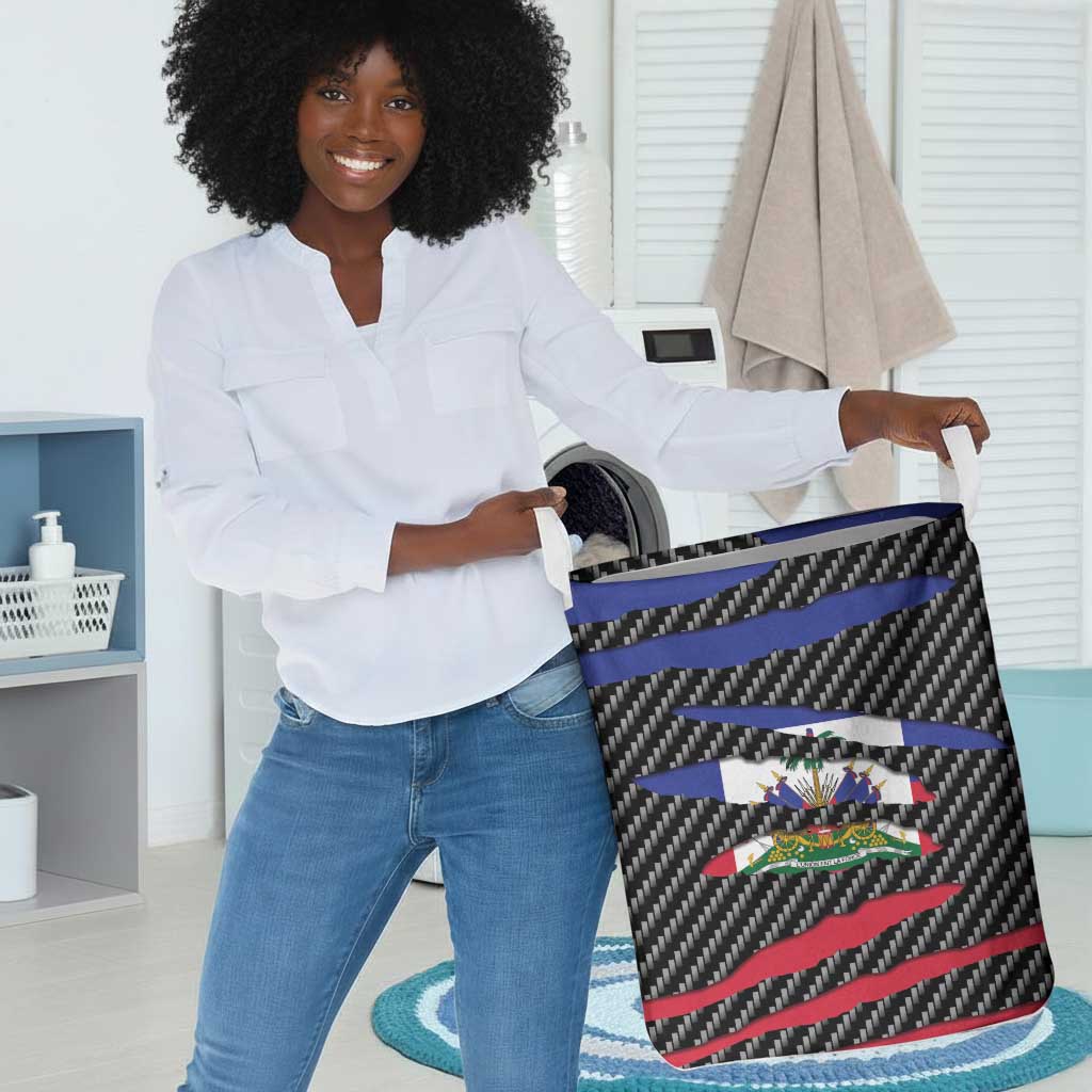 Black Haitians Beast Laundry Basket Ripped Flag Graphic - African Pride