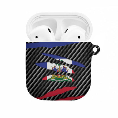 Black Haitians Beast AirPods Case Ripped Flag Graphic