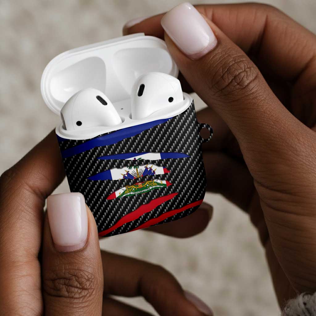 Black Haitians Beast AirPods Case Ripped Flag Graphic