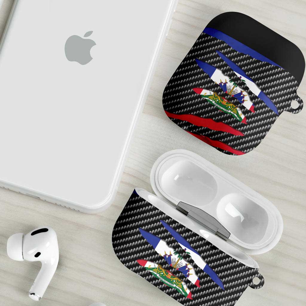 Black Haitians Beast AirPods Case Ripped Flag Graphic