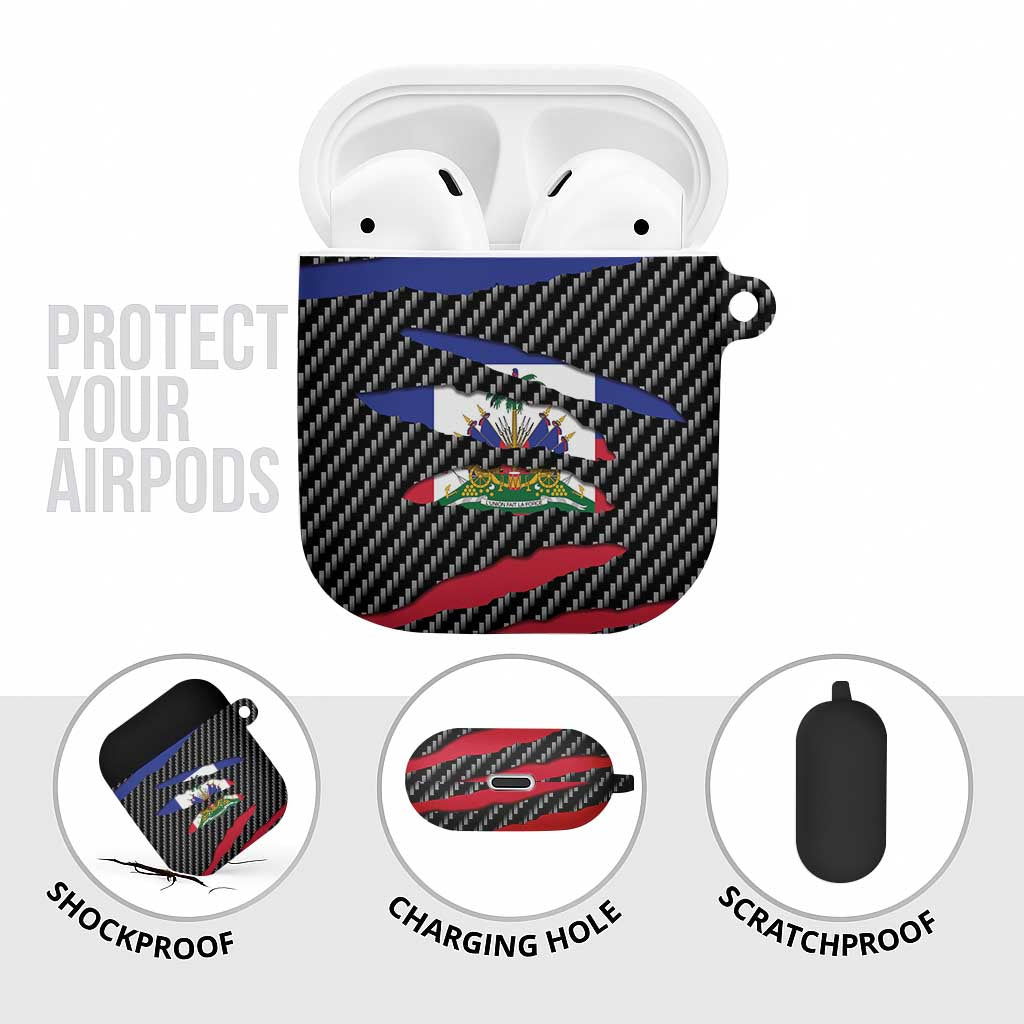 Black Haitians Beast AirPods Case Ripped Flag Graphic